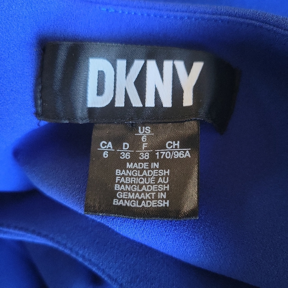 DKNY Royal Blue Midi Ruched Sheath Dress Women's Size 6 - Picture 10 of 11